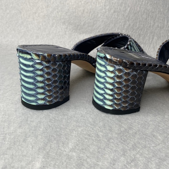 Manolo Blahnik Otawi Mule sandal with block heel - Navy/Teal - women's 36 - Picture 3 of 11